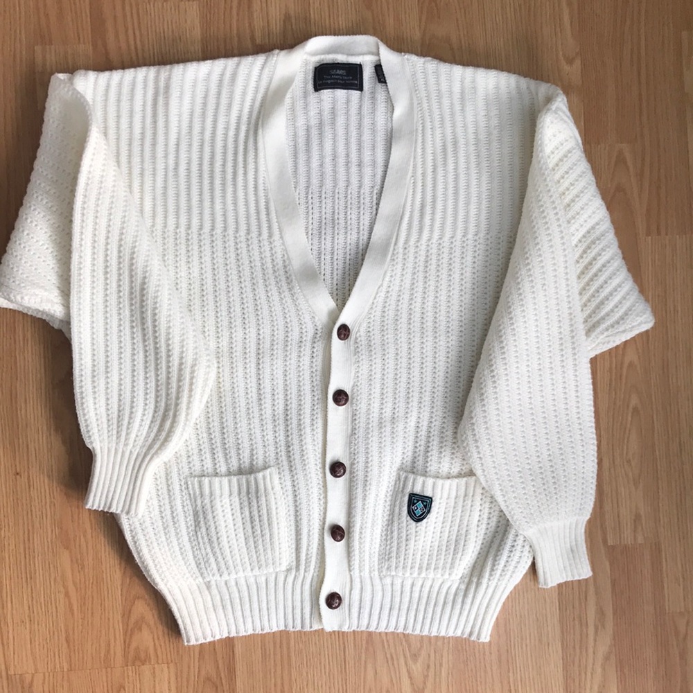 Cable knit oversized cardigan - the real deal grandpa sweater from sears!